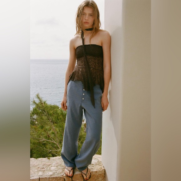 FLOWY PANTS WITH BUTTONS - Picture 1 of 4